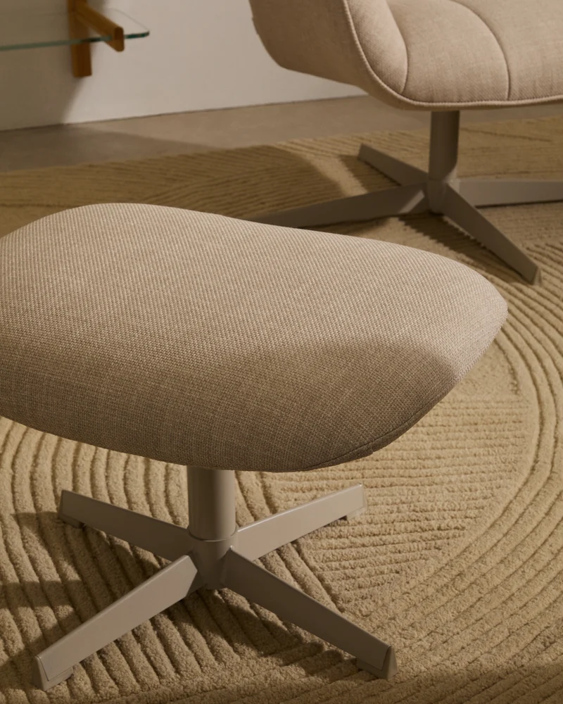 Jaspe beige swivel armchair with grey-finished metal, FSC 100%