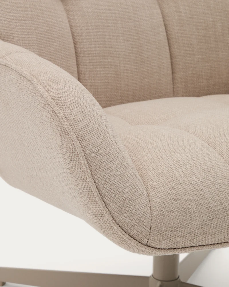 Jaspe beige swivel armchair with grey-finished metal, FSC 100%