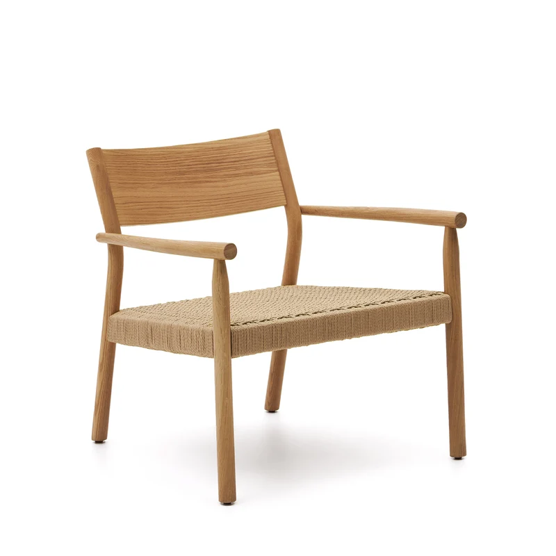 Yalia armchair in natural solid oak with paper rope seat