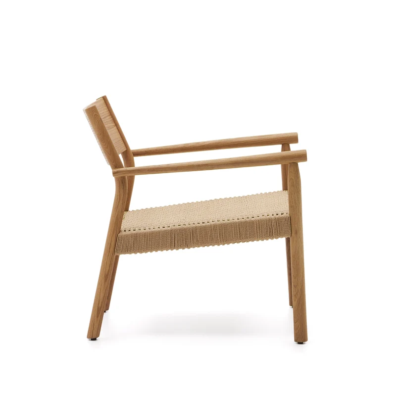 Yalia armchair in natural solid oak with paper rope seat