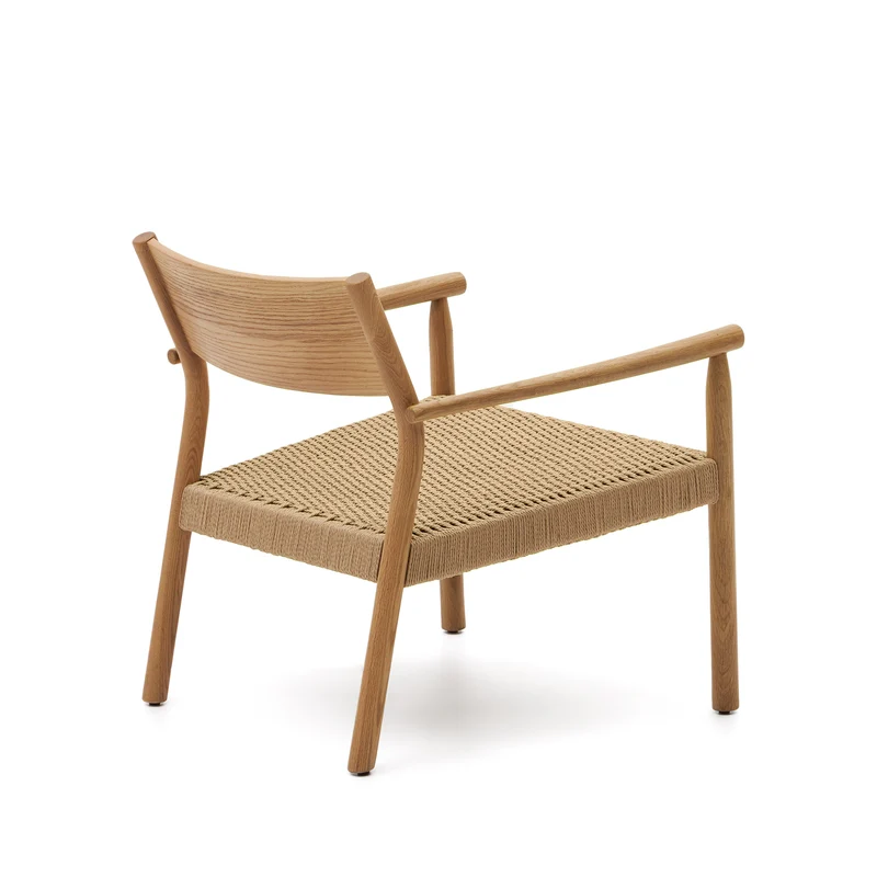 Yalia armchair in natural solid oak with paper rope seat