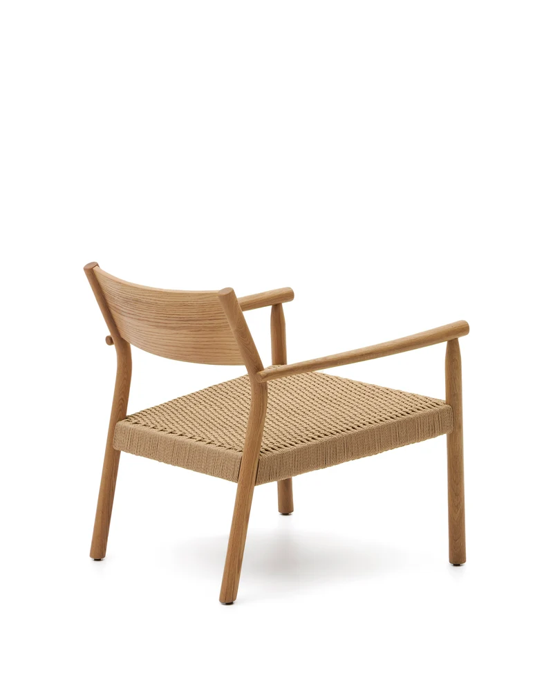 Yalia armchair in natural solid oak with paper rope seat