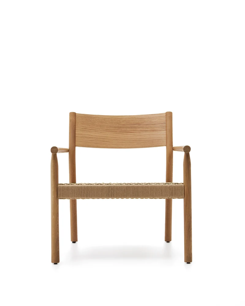Yalia armchair in natural solid oak with paper rope seat
