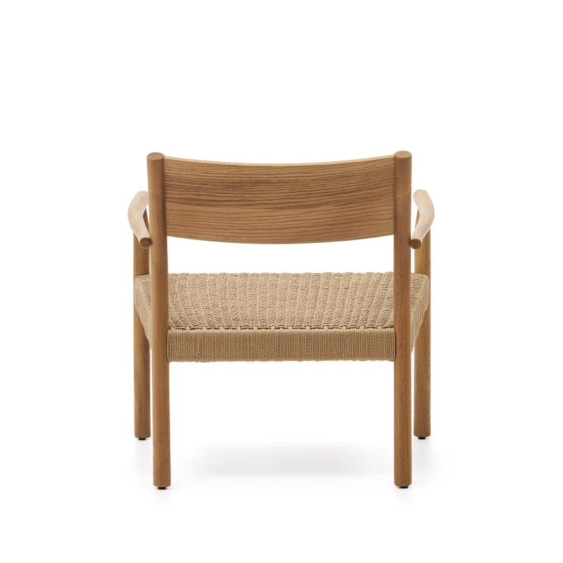 Yalia armchair in natural solid oak with paper rope seat