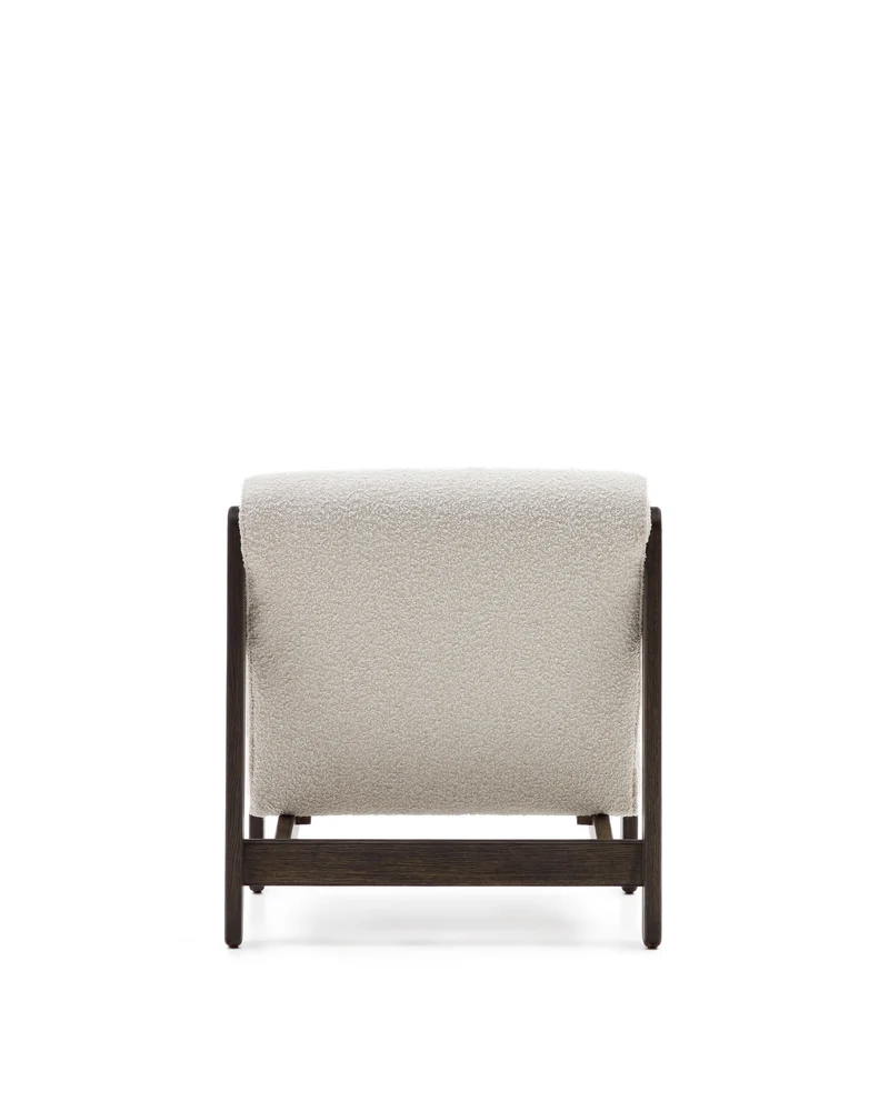 Magira armchair in white bouclé and solid oak wood with a dark finish