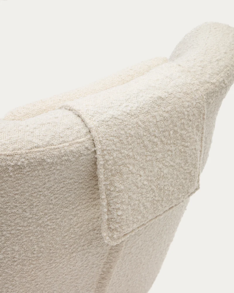 Zalina swivel armchair in white bouclé and steel with black finish FSC 100%