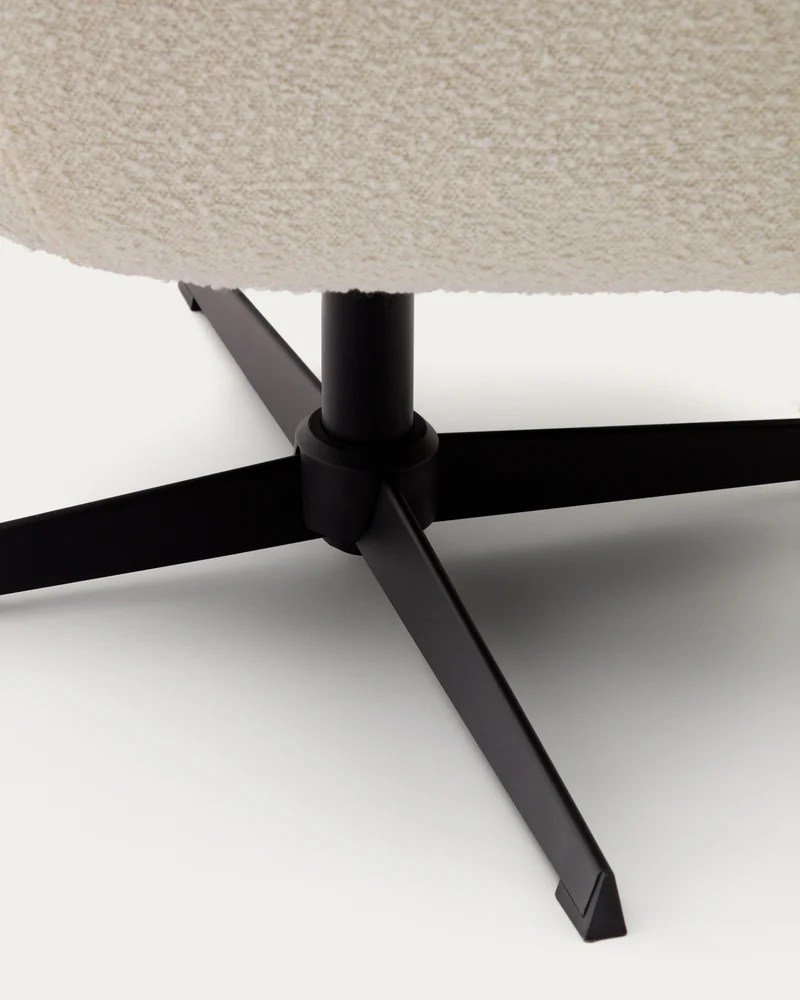 Zalina swivel armchair in white bouclé and steel with black finish FSC 100%