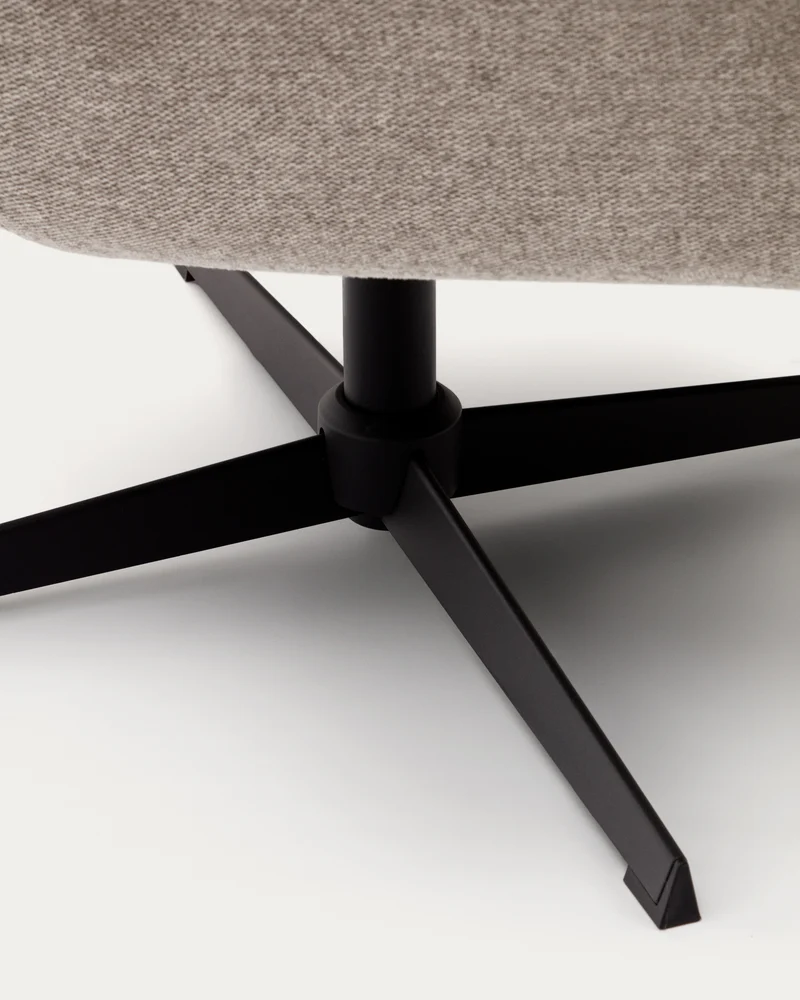 Zalina swivel armchair in beige chenille and steel with black finish FSC 100%