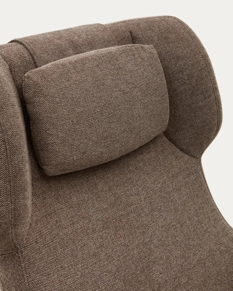 Zalina swivel armchair in light brown chenille and steel with black finish FSC 100%