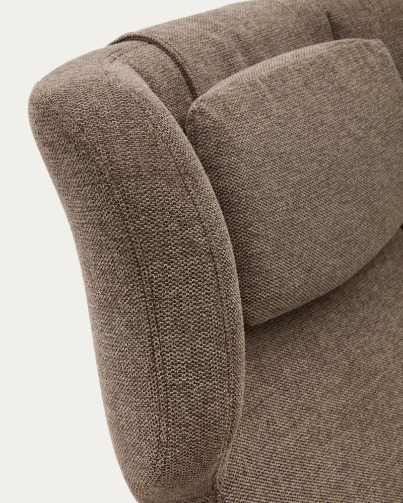Zalina swivel armchair in light brown chenille and steel with black finish FSC 100%