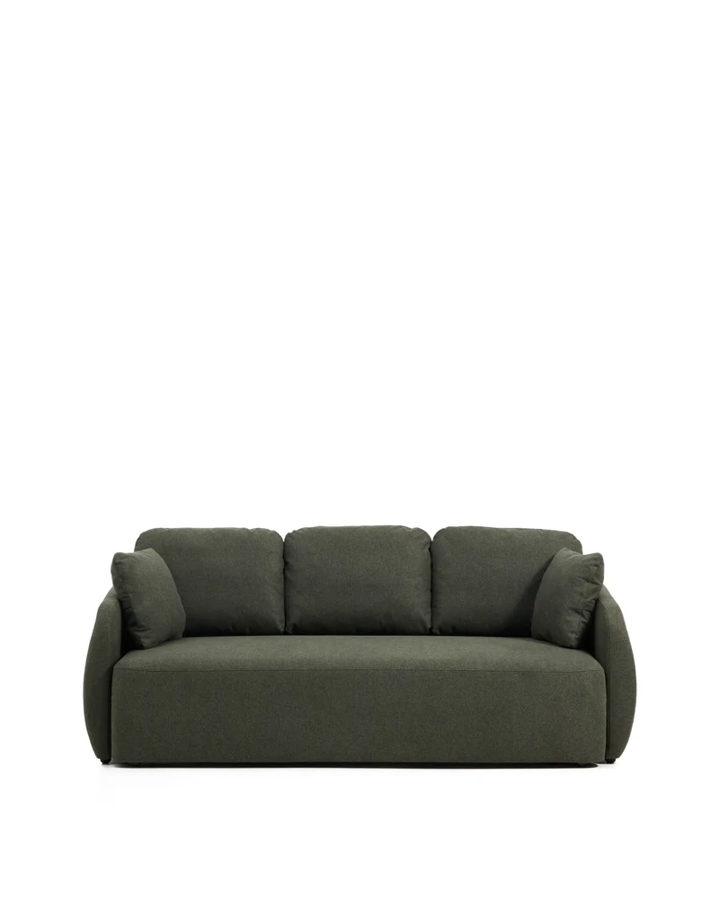 Laira 3-seater sofa bed in dark green chenille 218cm FSC Mix Credit