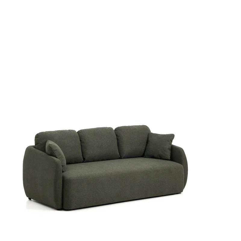 Laira 3-seater sofa bed in dark green chenille 218cm FSC Mix Credit