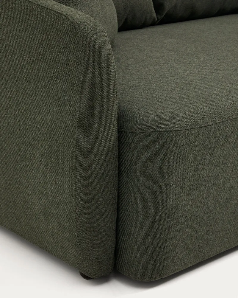 Laira 3-seater sofa bed in dark green chenille 218cm FSC Mix Credit
