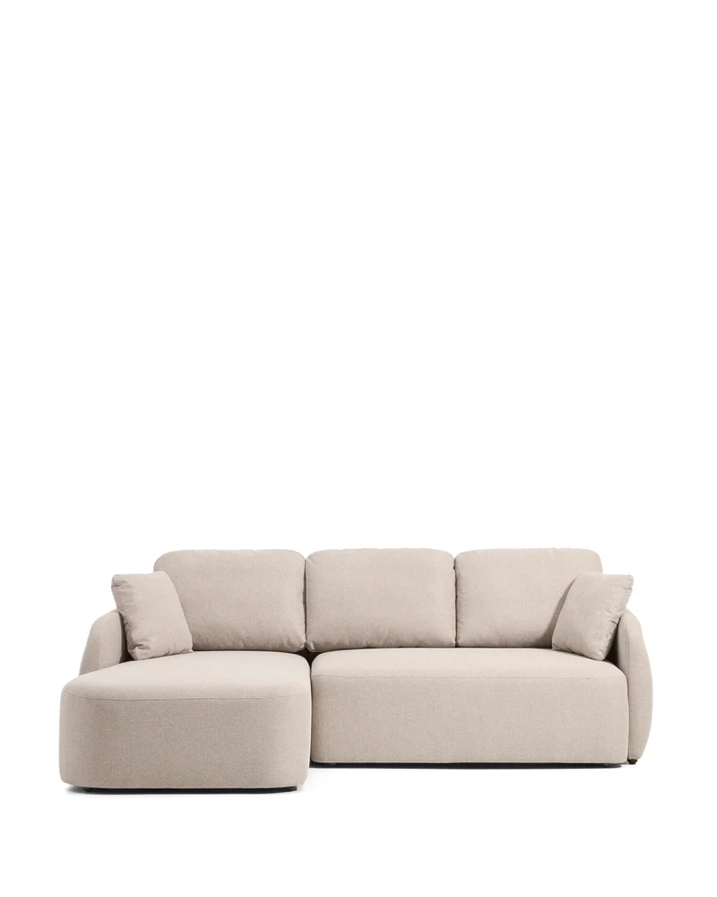 Laira 3-seater sofa bed with left chaise longue in beige chenille 246cm FSC Mix Credit