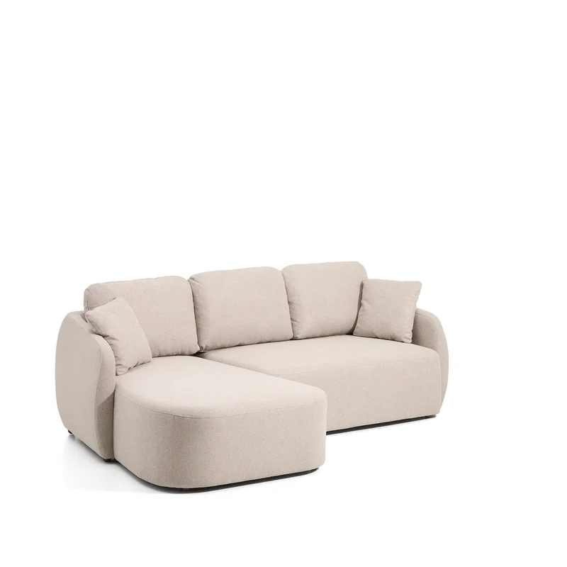 Laira 3-seater sofa bed with left chaise longue in beige chenille 246cm FSC Mix Credit