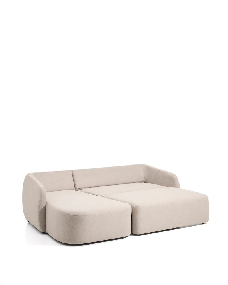 Laira 3-seater sofa bed with left chaise longue in beige chenille 246cm FSC Mix Credit