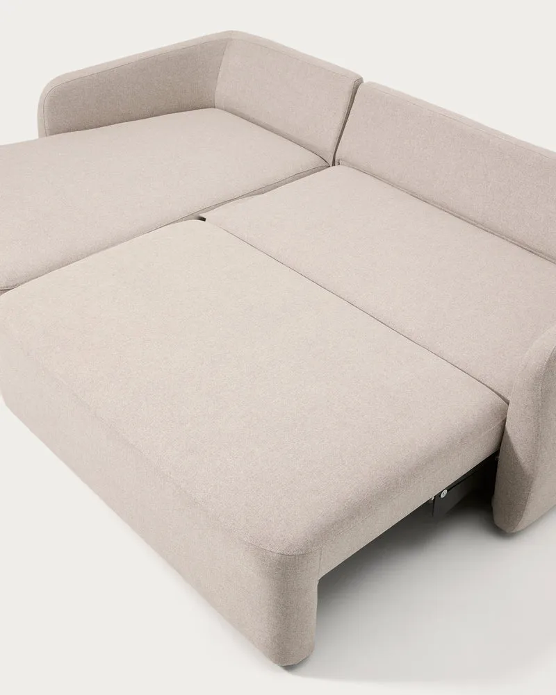 Laira 3-seater sofa bed with left chaise longue in beige chenille 246cm FSC Mix Credit