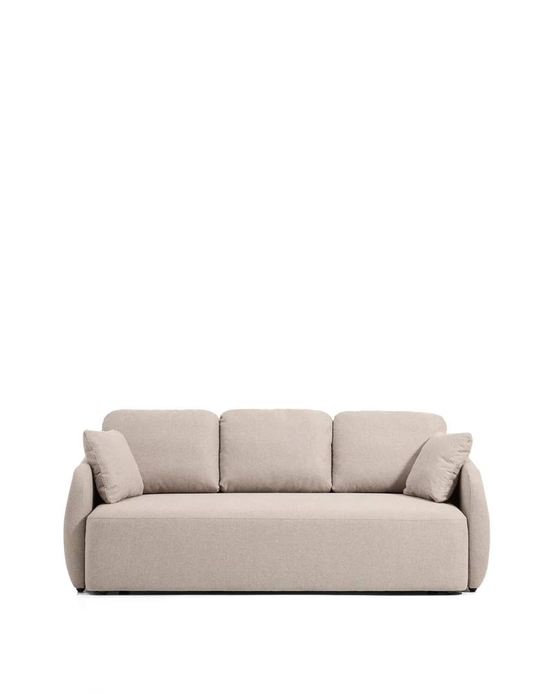 Laira 3-seater sofa bed in beige chenille 218cm FSC Mix Credit
