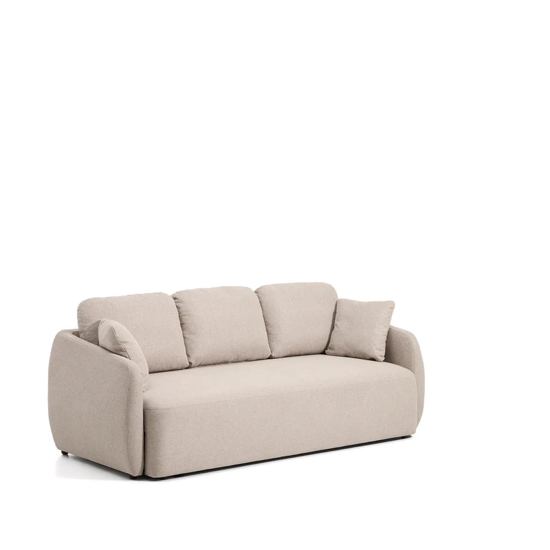 Laira 3-seater sofa bed in beige chenille 218cm FSC Mix Credit