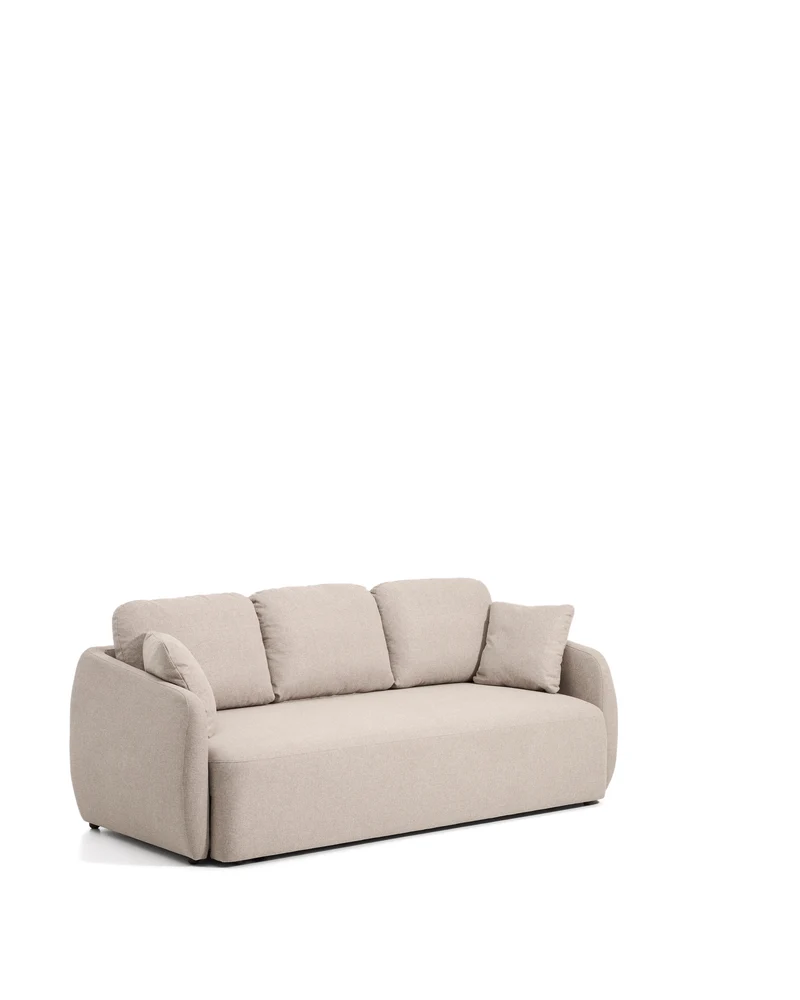Laira 3-seater sofa bed in beige chenille 218cm FSC Mix Credit