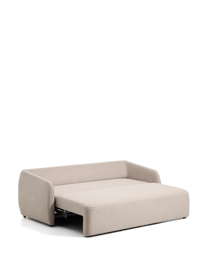 Laira 3-seater sofa bed in beige chenille 218cm FSC Mix Credit