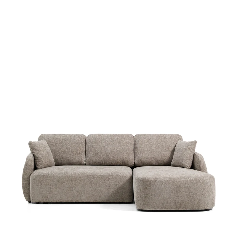 Laira 3-Seater Sofa Bed with Chaise Longue - Taupe Chenille