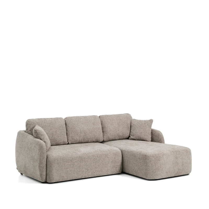 Laira 3-Seater Sofa Bed with Chaise Longue - Taupe Chenille
