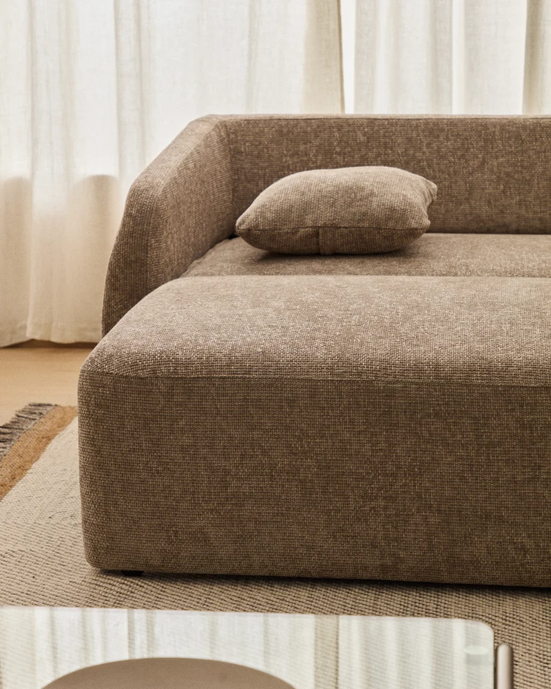 Laira 3-Seater Sofa Bed with Chaise Longue - Taupe Chenille
