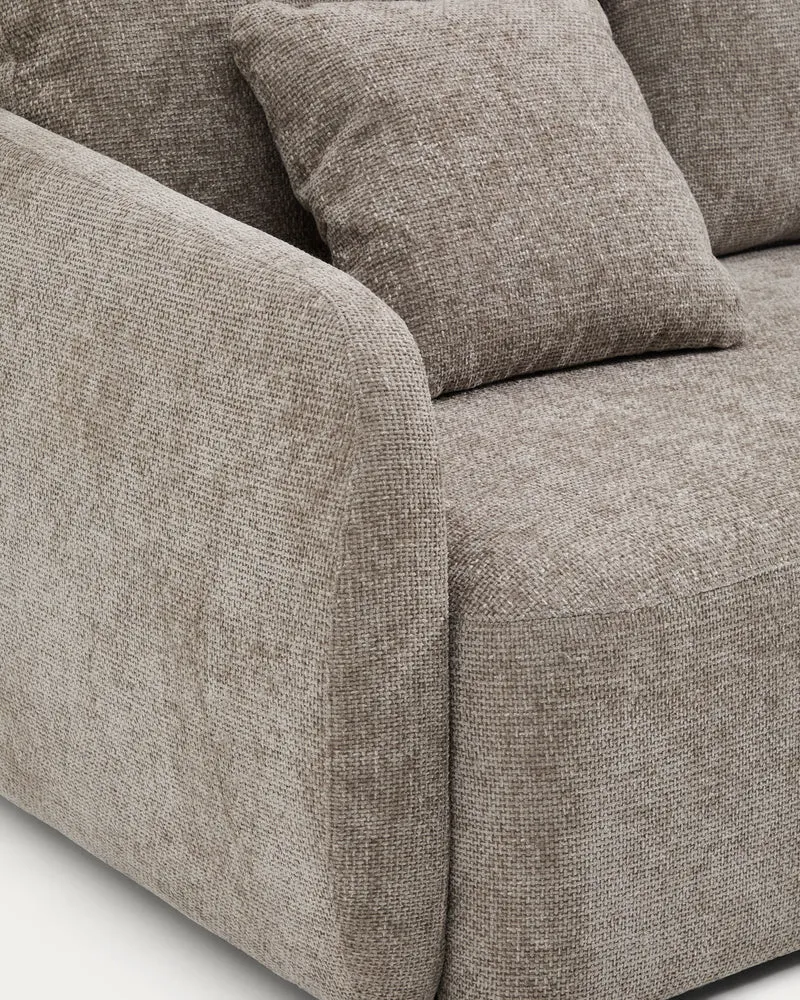 Laira 3-Seater Sofa Bed with Chaise Longue - Taupe Chenille