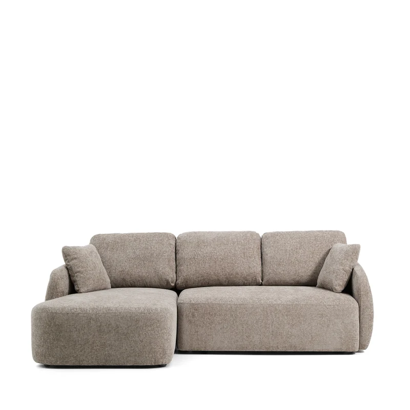 Laira 3-Seater Sofa Bed with Chaise Longue - Taupe Chenille