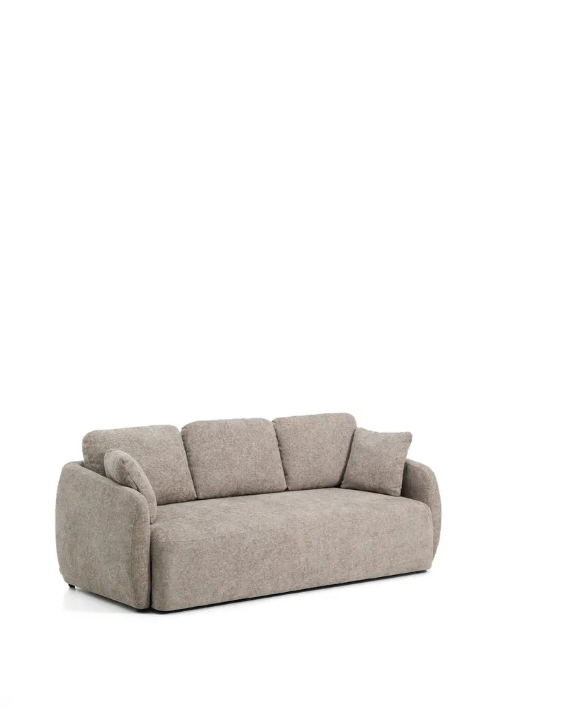 Laira 3-Seater Sofa Bed - Taupe Chenille