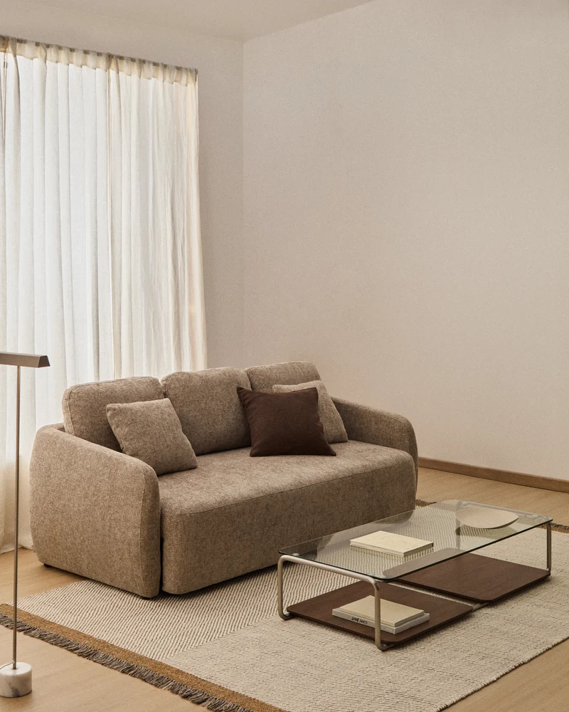 Laira 3-Seater Sofa Bed - Taupe Chenille