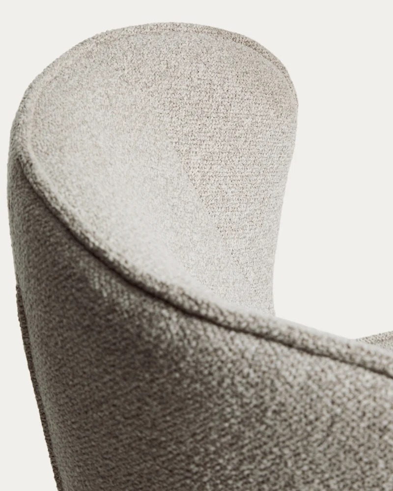 Sorile swivel armchair in beige chenille and steel with black finish FSC 100%