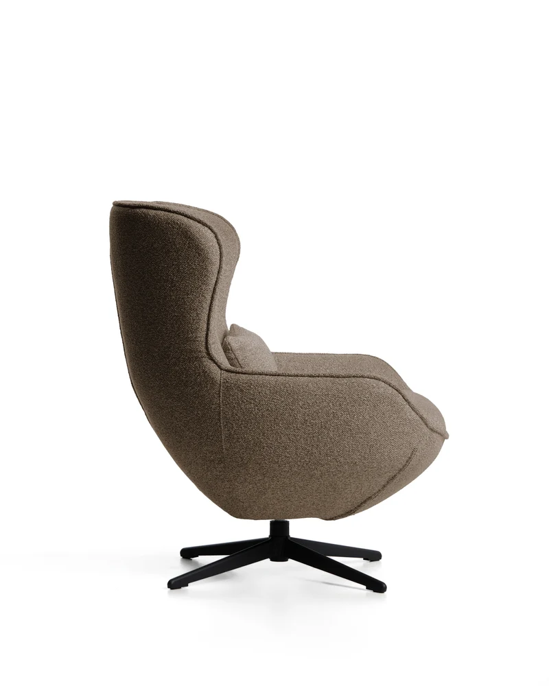 Sorile Swivel Armchair - Brown Chenille & Black Base