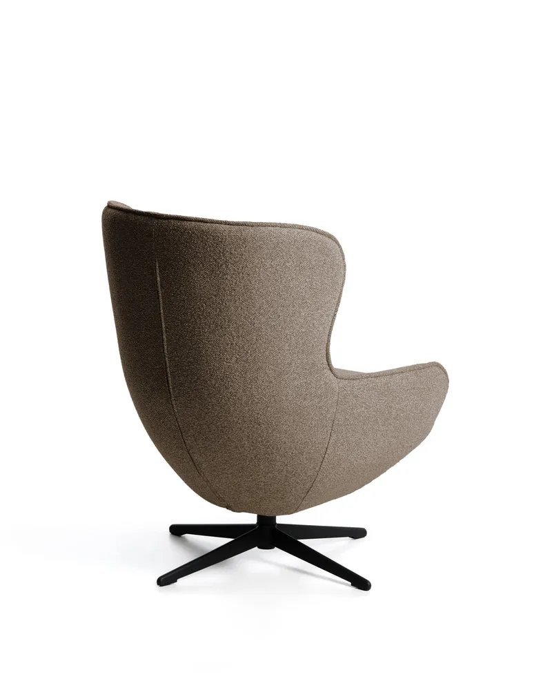 Sorile Swivel Armchair - Brown Chenille & Black Base
