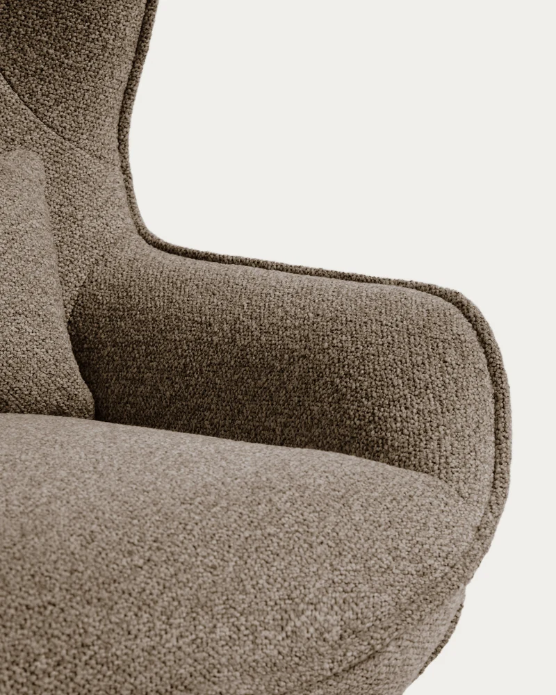 Sorile Swivel Armchair - Brown Chenille & Black Base
