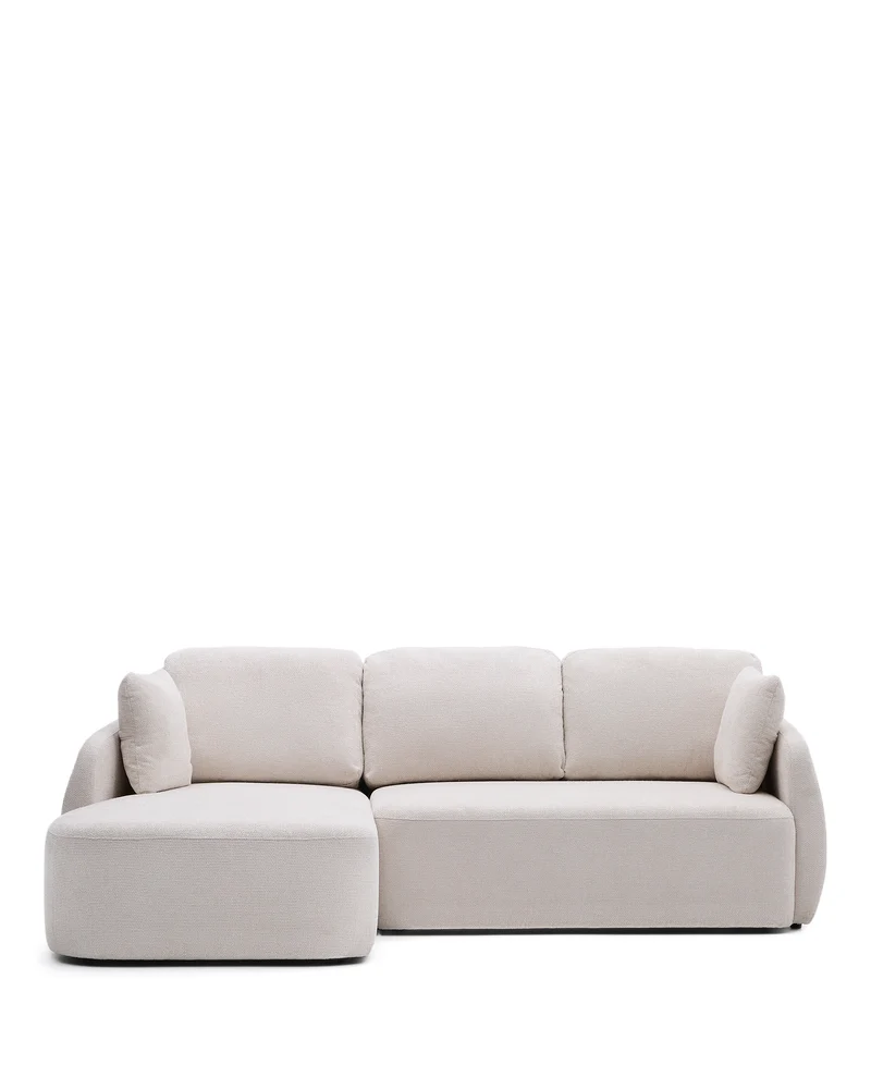 Laira 3-Seater Sofa Bed with left chaise longue - Ecru Chenille