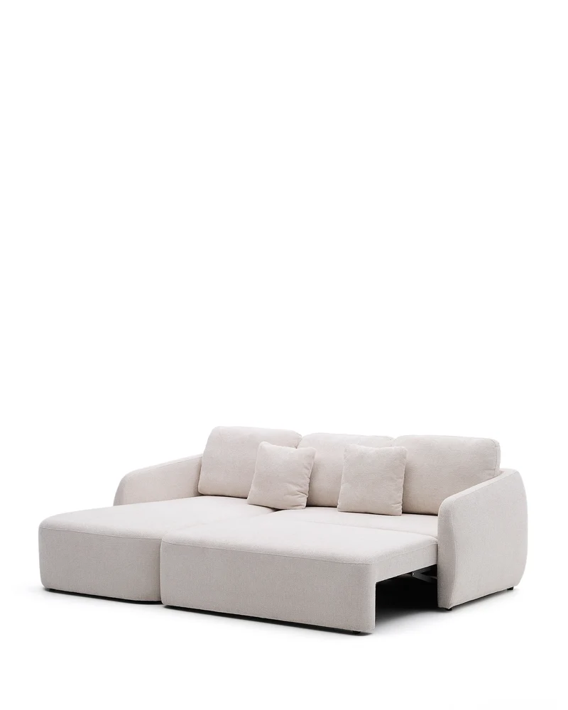 Laira 3-Seater Sofa Bed with left chaise longue - Ecru Chenille