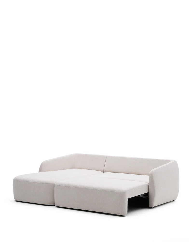 Laira 3-Seater Sofa Bed with left chaise longue - Ecru Chenille