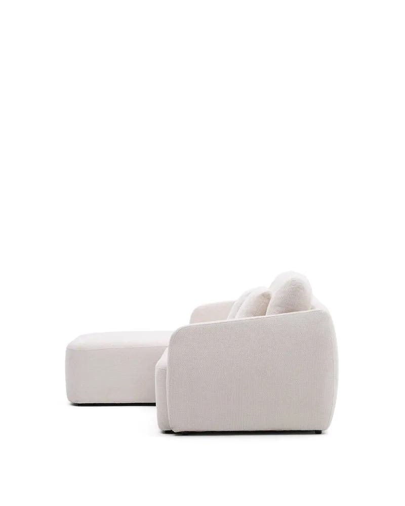 Laira 3-Seater Sofa Bed with left chaise longue - Ecru Chenille