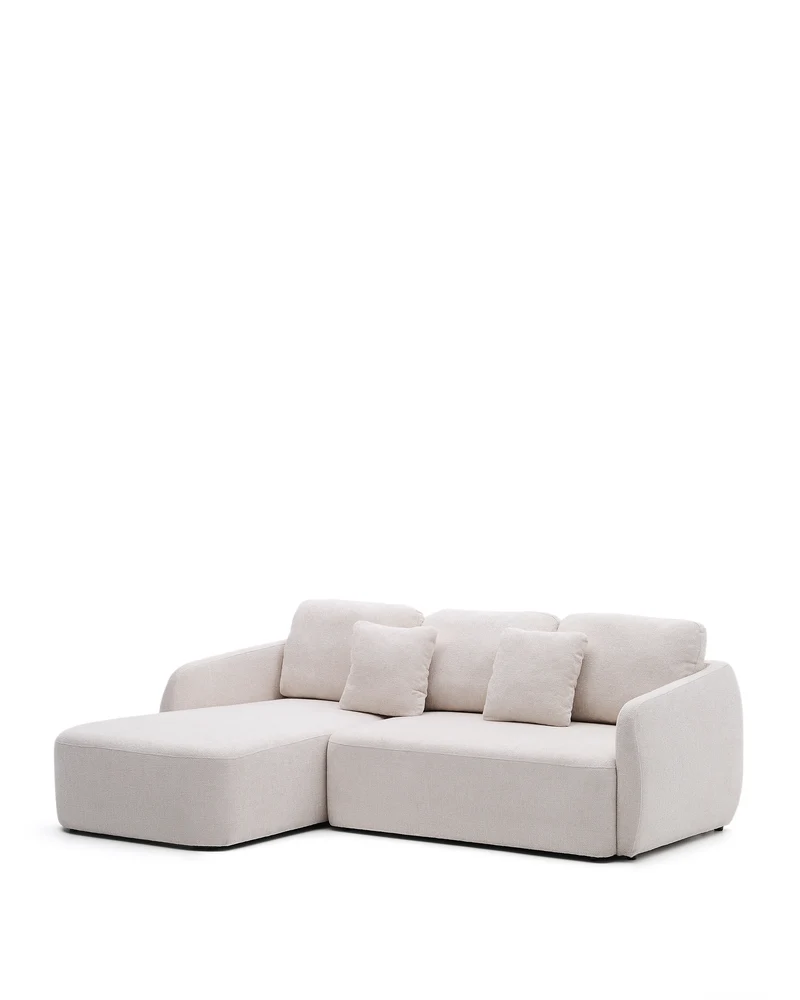 Laira 3-Seater Sofa Bed with left chaise longue - Ecru Chenille