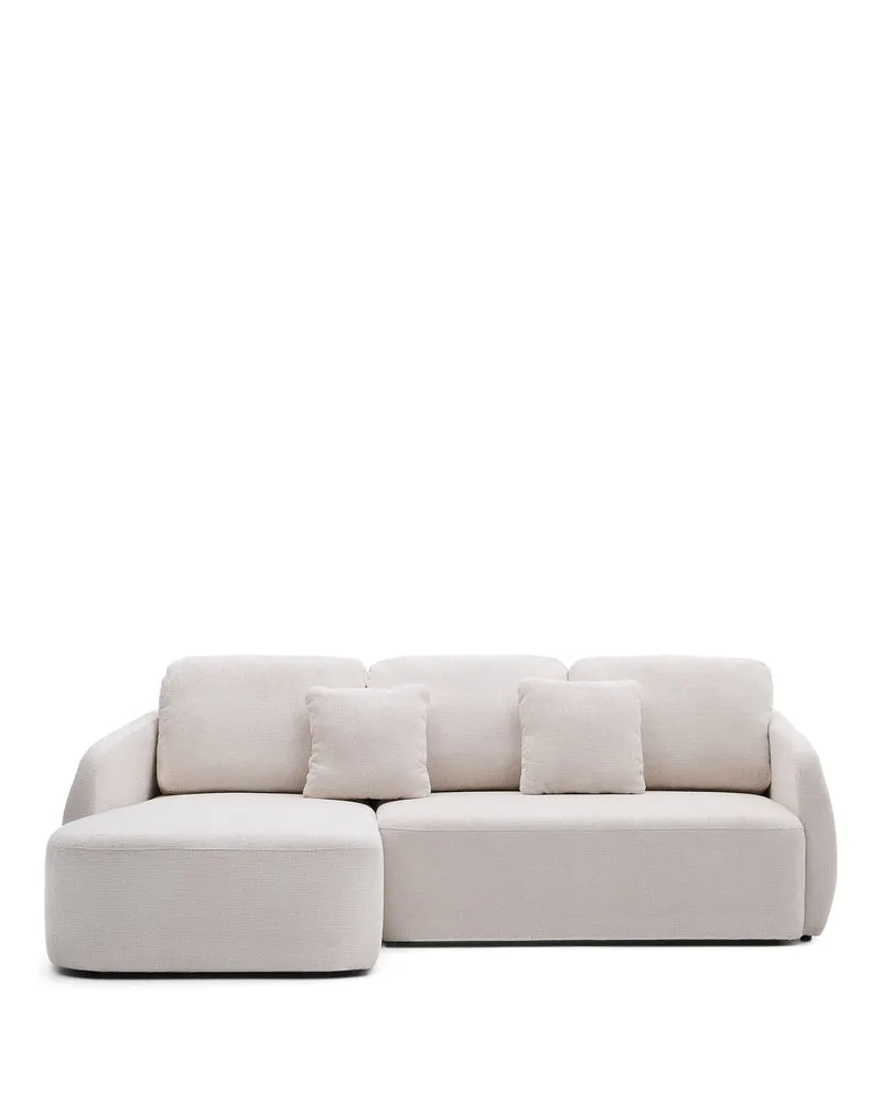 Laira 3-Seater Sofa Bed with left chaise longue - Ecru Chenille