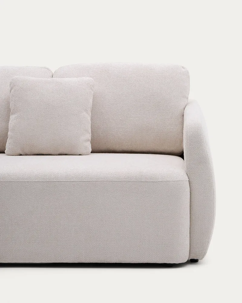 Laira 3-Seater Sofa Bed with left chaise longue - Ecru Chenille