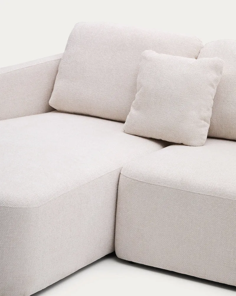 Laira 3-Seater Sofa Bed with left chaise longue - Ecru Chenille