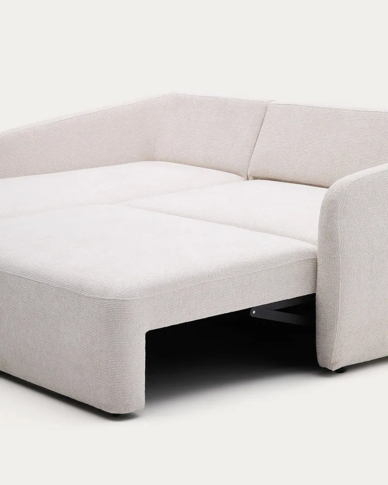 Laira 3-Seater Sofa Bed with left chaise longue - Ecru Chenille