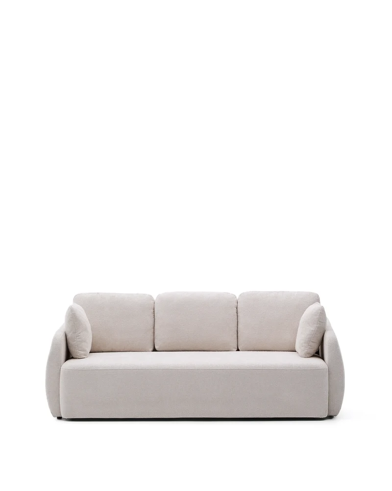 Laira 3-seater sofa bed in ecru chenille 218cm FSC Mix Credit