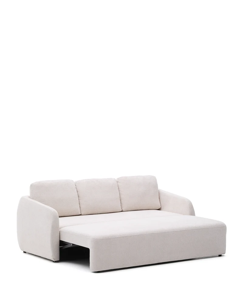 Laira 3-seater sofa bed in ecru chenille 218cm FSC Mix Credit