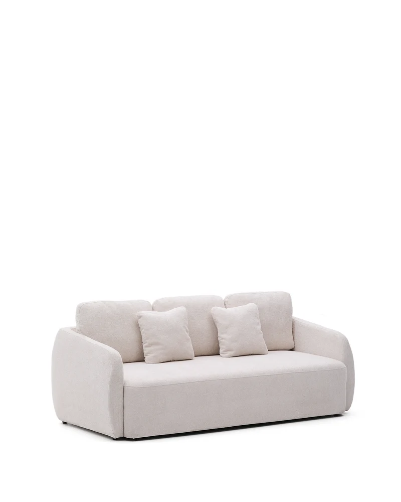 Laira 3-seater sofa bed in ecru chenille 218cm FSC Mix Credit