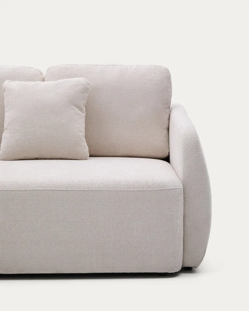 Laira 3-seater sofa bed in ecru chenille 218cm FSC Mix Credit