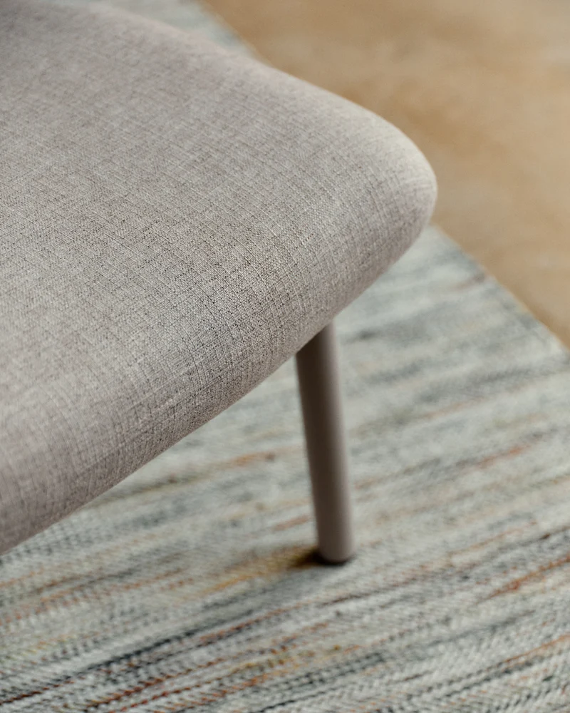 Inari footrest in beige and steel with beige painted finish 60 x 50cm FSC Mix Credit